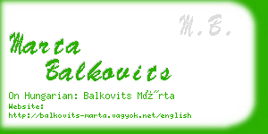 marta balkovits business card